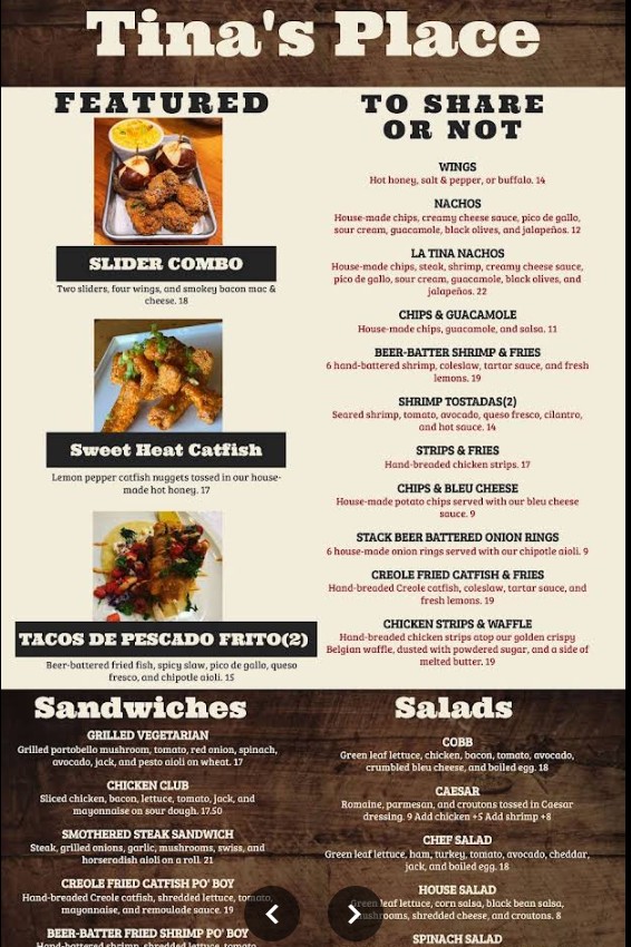 Tina’s Place Restaurant Menu | Comfort Food & Breakfast in Pinole, CA
